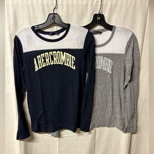 Abercrombie & Fitch women Navy and Gray Long Sleeve Shirts